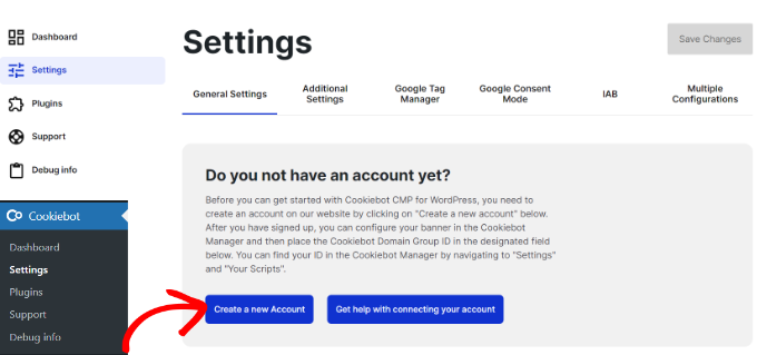 Crea una nueva cuenta de Cookiebot Create a new Cookiebot account
