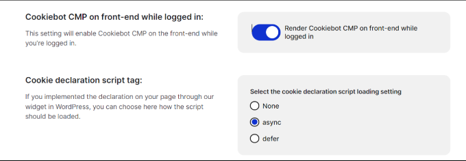 habilitar cookiebot para usuarios registrados Enable Cookiebot for logged in users