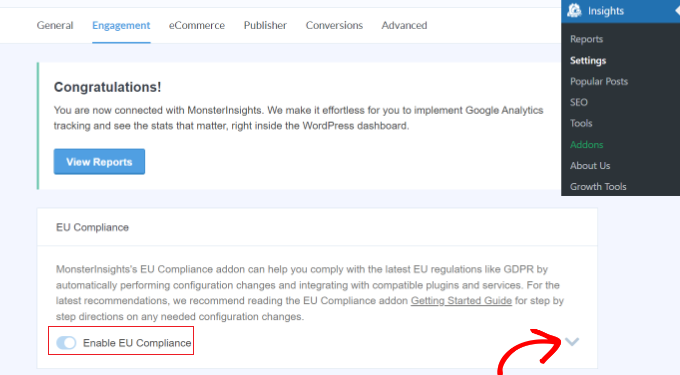 Ver la configuración de cumplimiento de la UE View EU compliance settings