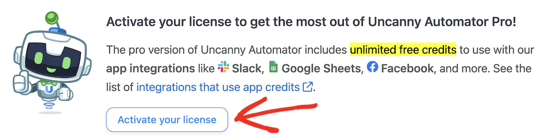 Activate Uncanny Automator license