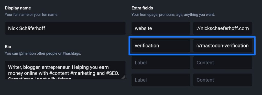 mastodon doğrulama sayfası bağlantısı