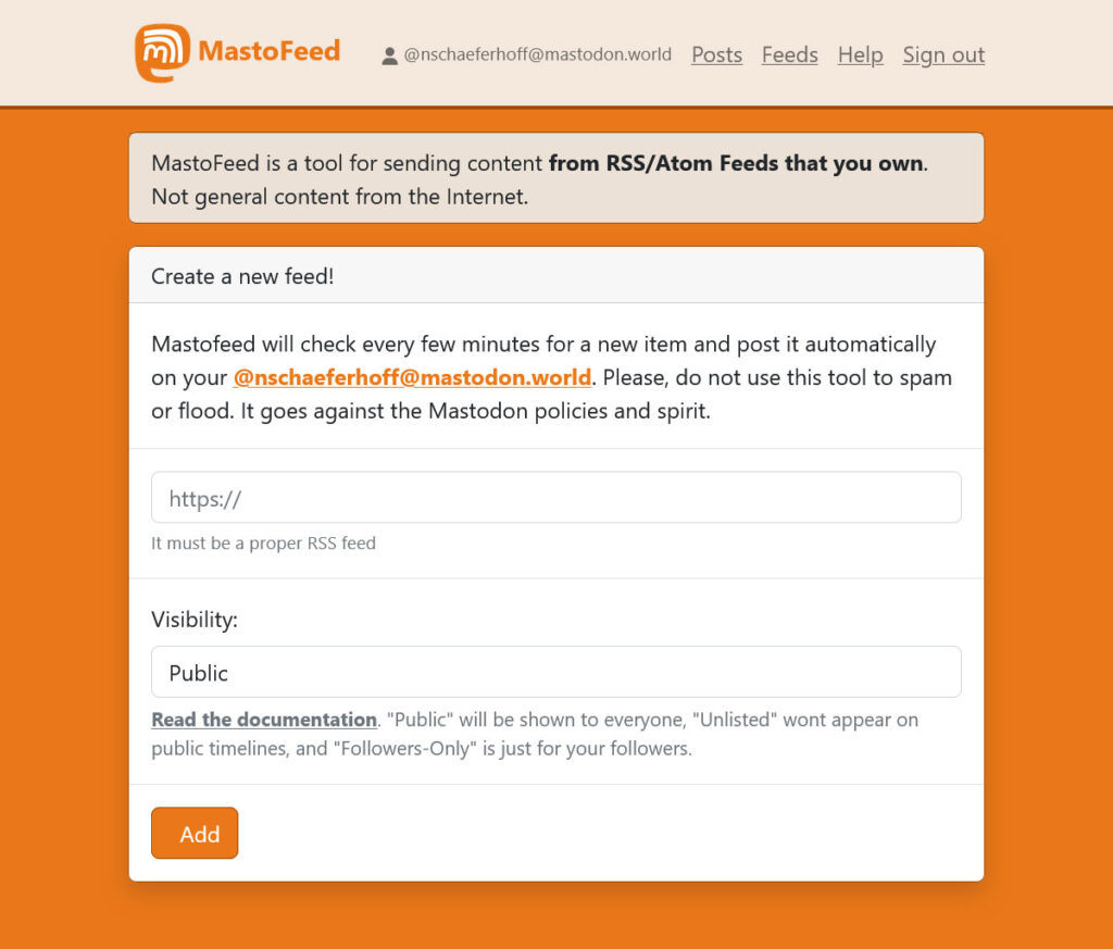 mastofeed'e rss beslemesi ekle