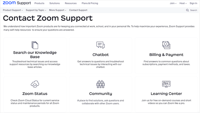 Le portail d'assistance de la communauté Zoom The Zoom community support portal