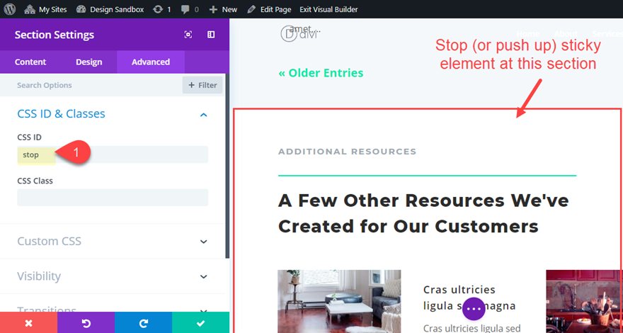 diviページ要素スティッキー