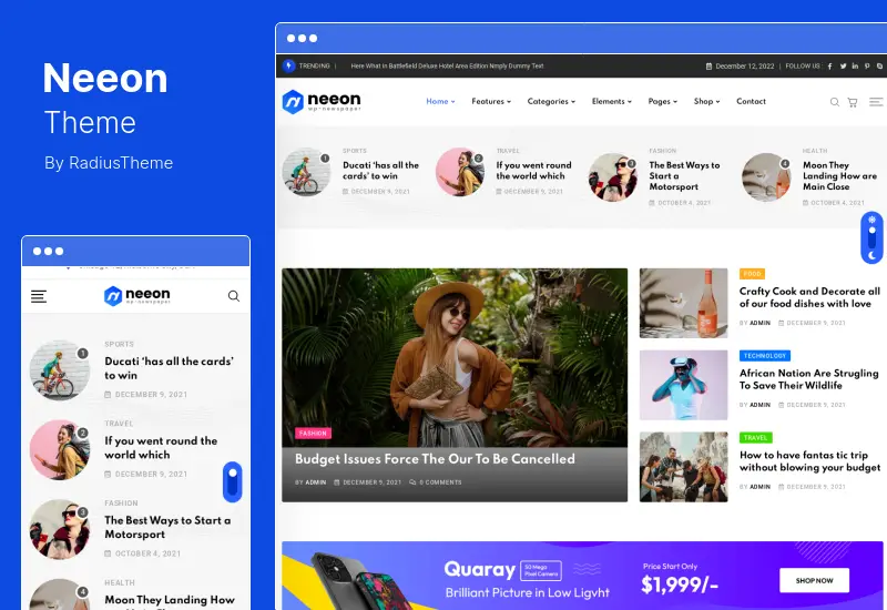 Neeon Theme — тема WordPress для журнала новостей