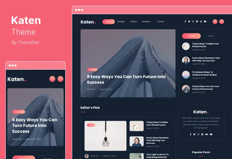 Katen Theme — тема WordPress для блогов и журналов