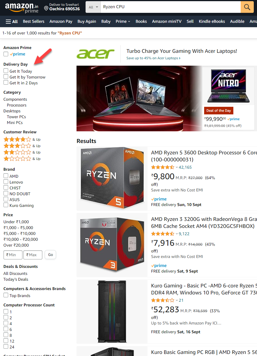 Rezultatele căutării Amazon