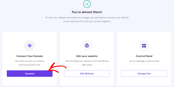 单击连接您的域 Click connect your domain
