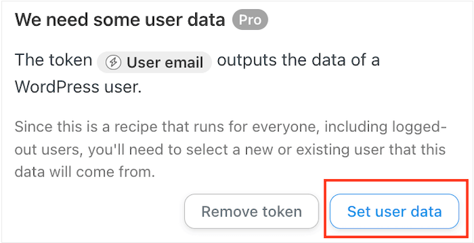 Configurações de dados do usuário em um fluxo de trabalho de automação Settings user data in an automation workflow
