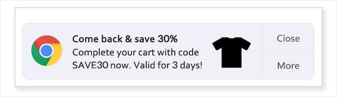 Beispiel für eine Push-Benachrichtigung bei abgebrochenem Warenkorb Push notification abandoned cart example