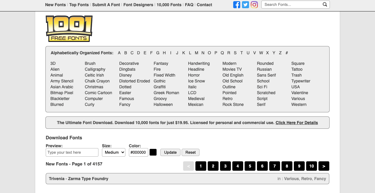 Web デザイン用の無料フォントを入手するのに最適な場所 (10 以上の Web サイト) 12 1001 Free Fonts