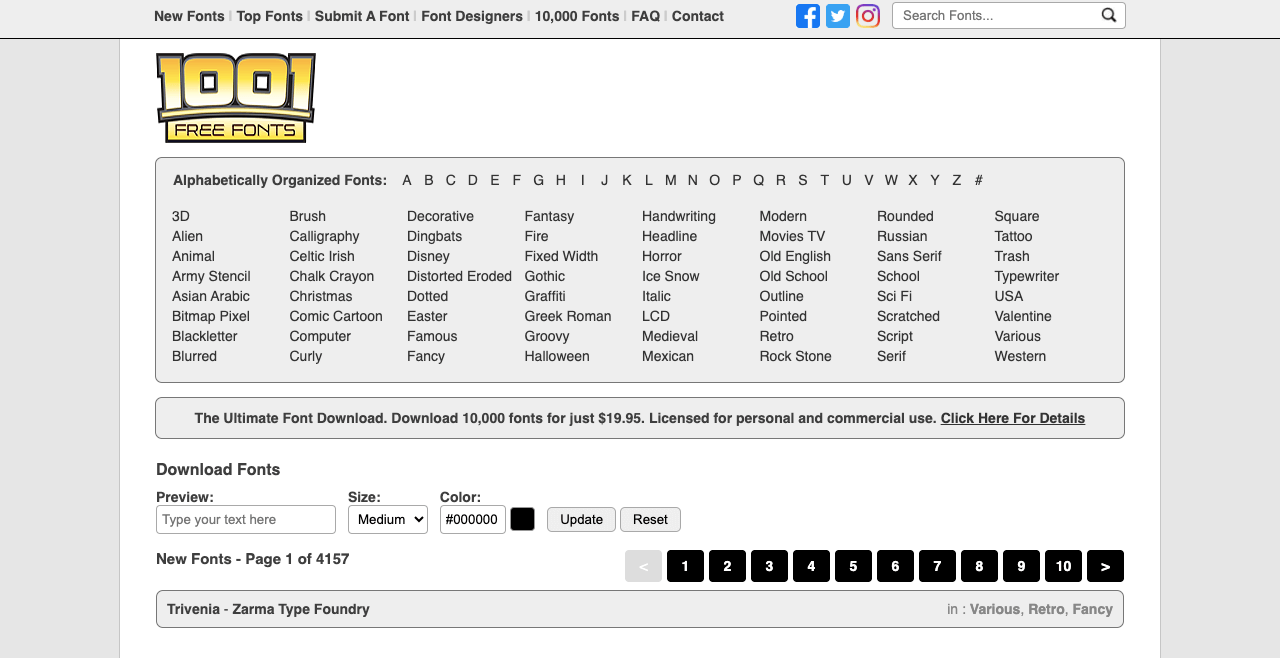 1001 Free Fonts