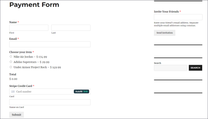 Stripe 付款表格預覽 Stripe payment form preview