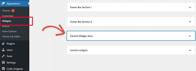 Zone de widgets personnalisés Custom widget area
