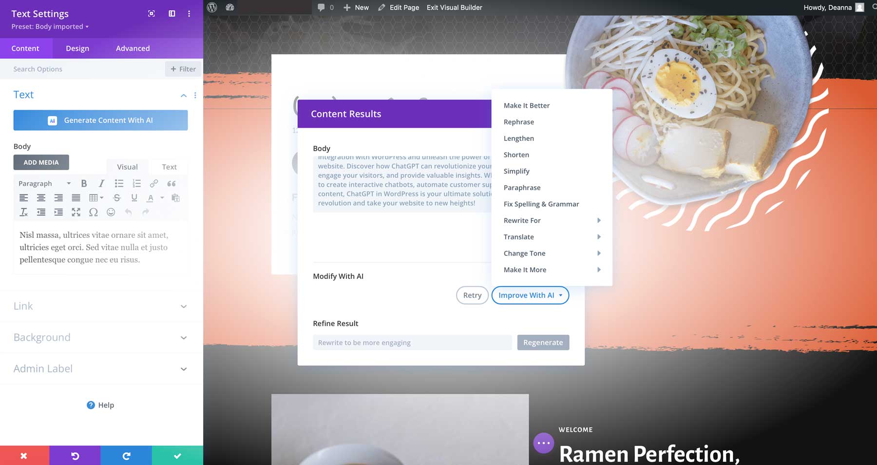 Interface Divi IA