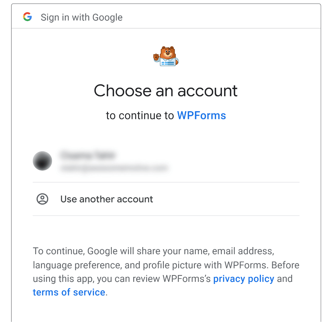 Выберите аккаунт Google