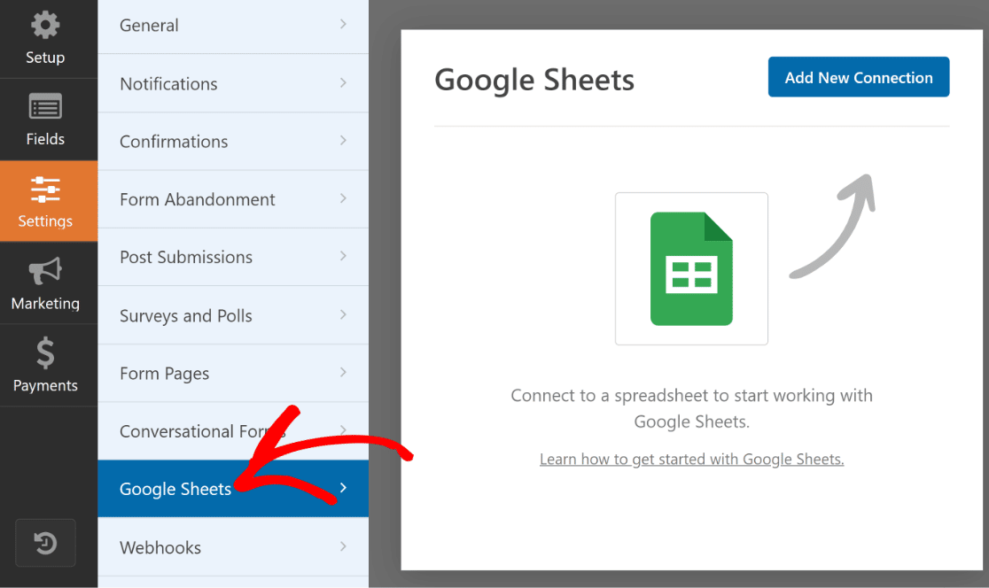 configuración del complemento de hojas de Google