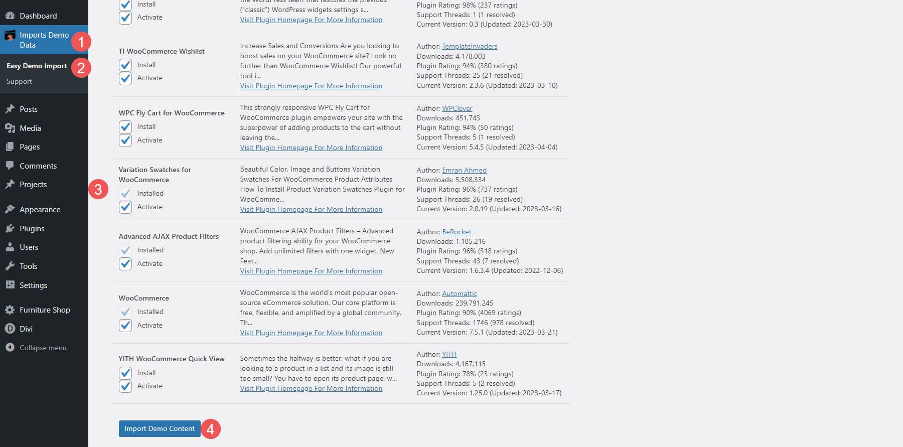 Instalarea temei Divi WooCommerce pentru magazin de mobilă