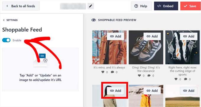 Activer l'option de flux achetable Enable the shoppable feed option