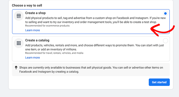 Choisissez une façon de vendre des produits sur Instagram Choose a way to sell products on Instagram