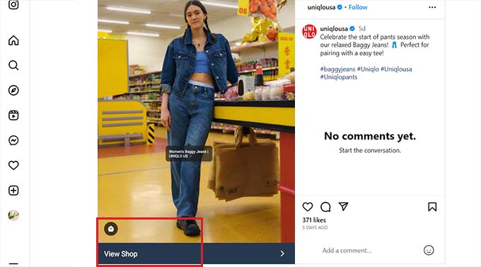 Aperçu de la boutique Instagram Instagram shop preview