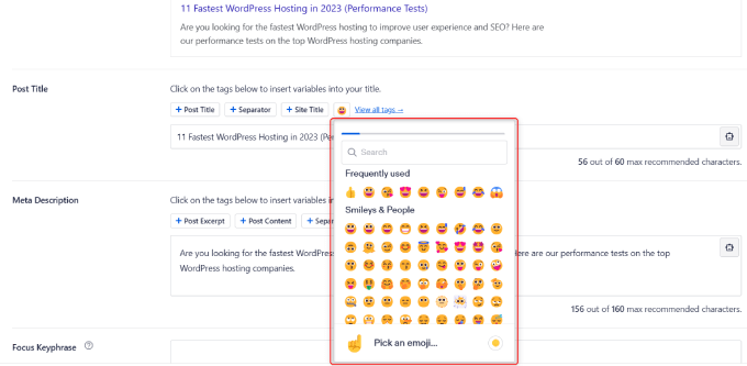 Emoji del titolo del post Post title emojis
