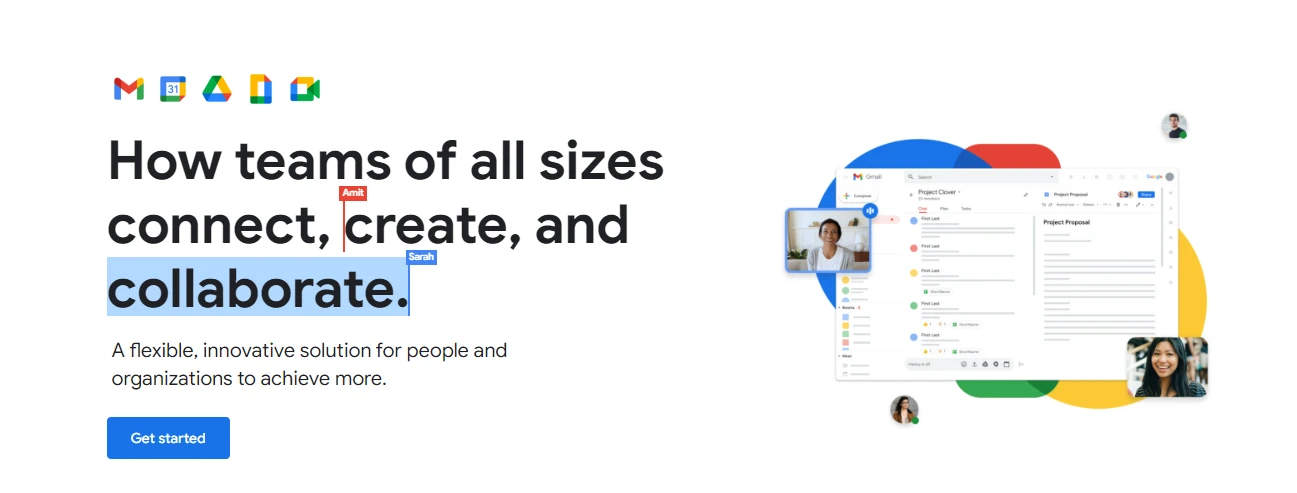 Page d'accueil de Google Workspace.