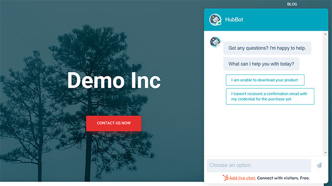 HubSpot 聊天機器人預覽 HubSpot chatbot preview