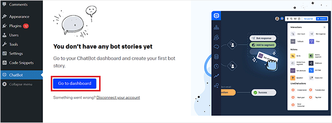 點擊前往儀表板按鈕 Click the Go to dashboard button