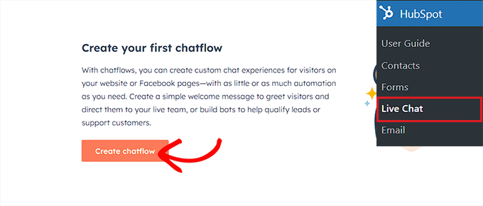 點選建立聊天流程按鈕 Click the Create Chat flow button