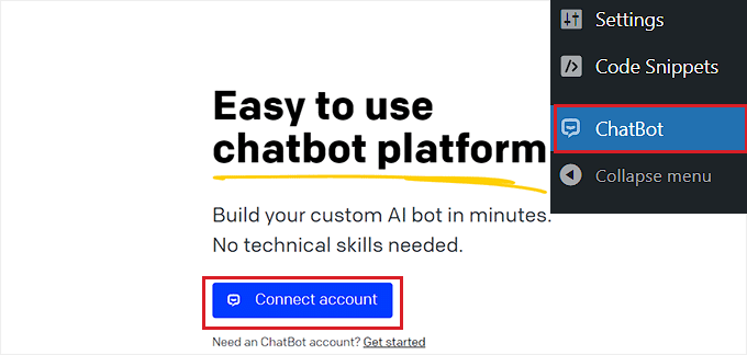 點擊連接到帳戶按鈕 Click Connect to account button