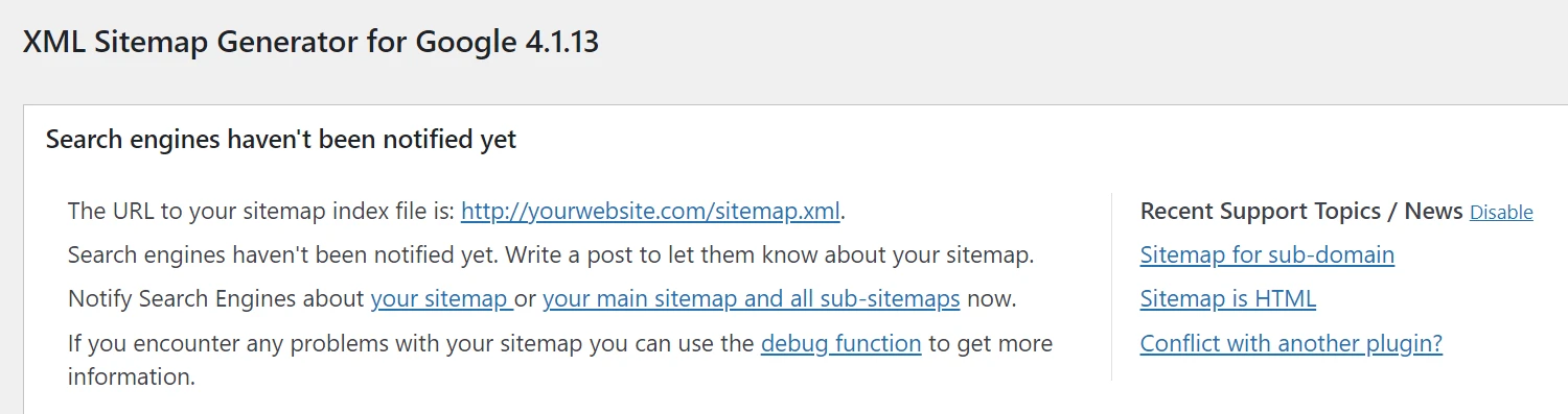 Google コンソールの XML サイトマップ ジェネレーター内でサイトマップの URL を確認する