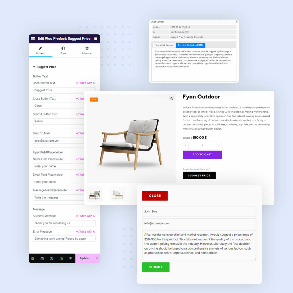 Widget de sugerencia de precio para Elementor y WooCommerce para aumentar la conversión e impulsar las ventas