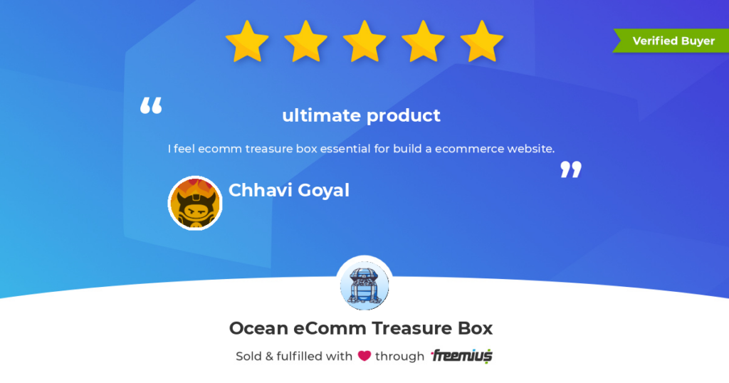 Complemento Ocean eComm Treasure Box para WooCommerce de OceanWP Revisión de cliente verificada de 5 estrellas