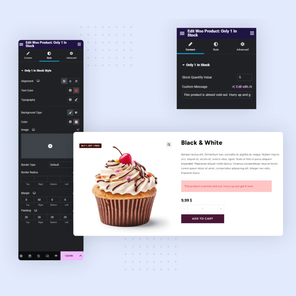Haga crecer el negocio de comercio electrónico y aumente las ventas con el widget Solo queda 1 en stock para Elementor y WooCommerce de OceanWP