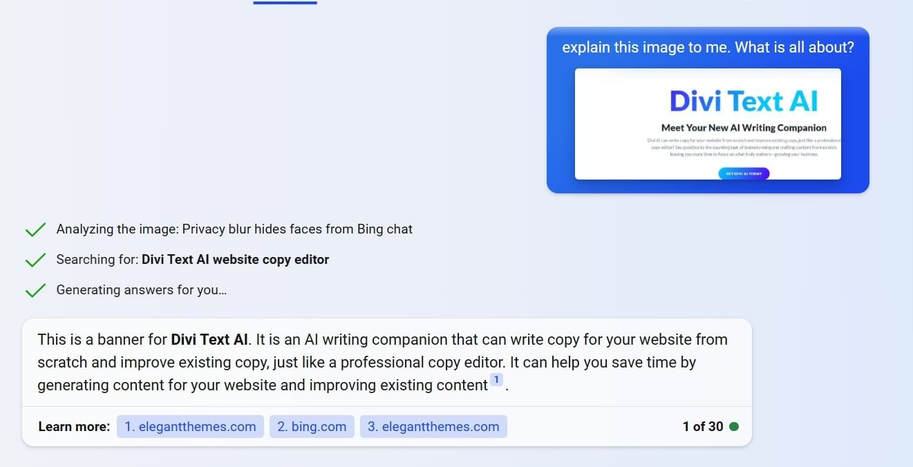 이미지를 통해 질문에 대답하는 Bing