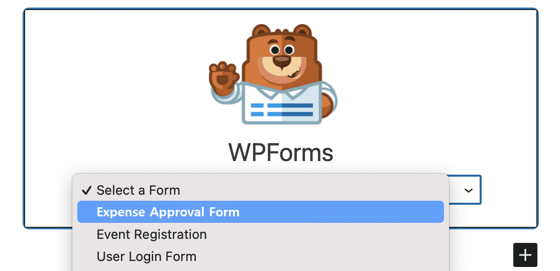 WPForms block expense approval form