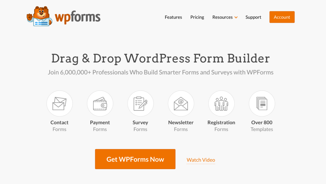 WPForms homepage