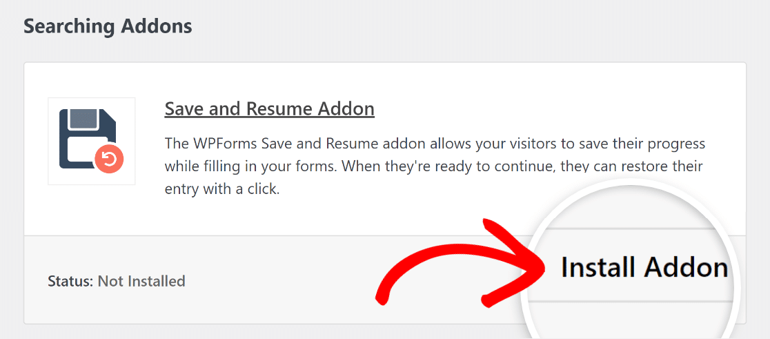 Install the Save and Resume addon