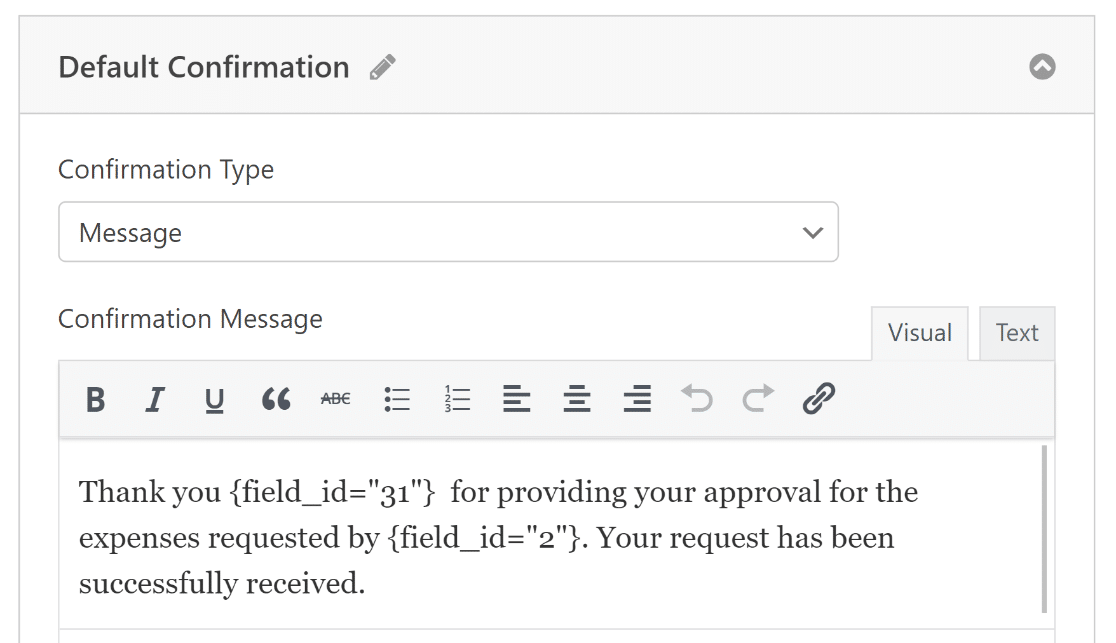Form confirmation expense approval form