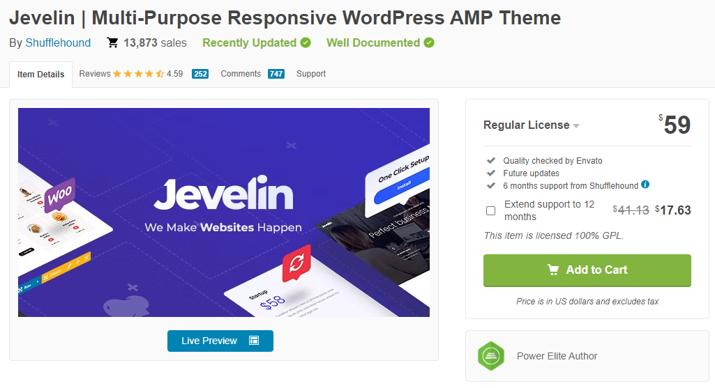 Jevelin in arrivo temi WordPress