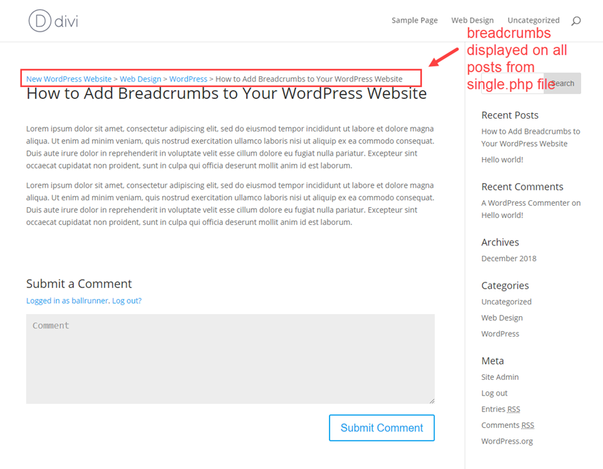 パンくずリストワードプレス