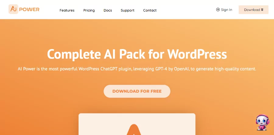 البرنامج المساعد AI Power Chatbot لـ WordPress