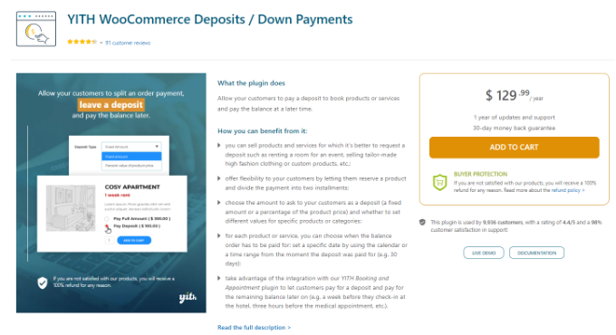 YITH WooCommerce 存入頭期款 YITH WooCommerce deposits down payments