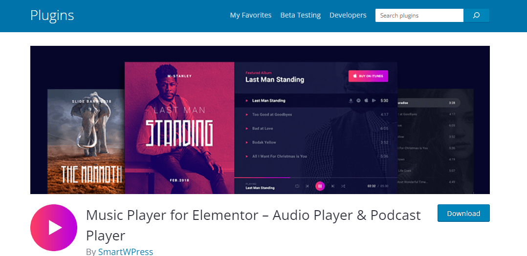 Lecteur de musique pour Elementor
