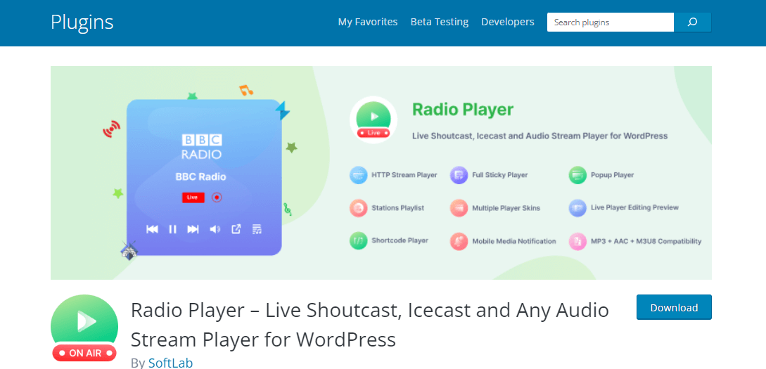 Radio Player, lecteur audio pour WordPress