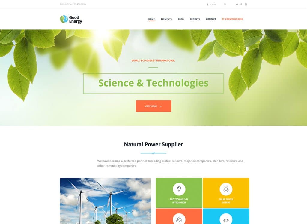 Good Energy – WordPress-Theme für Ökologie und erneuerbare Energien
