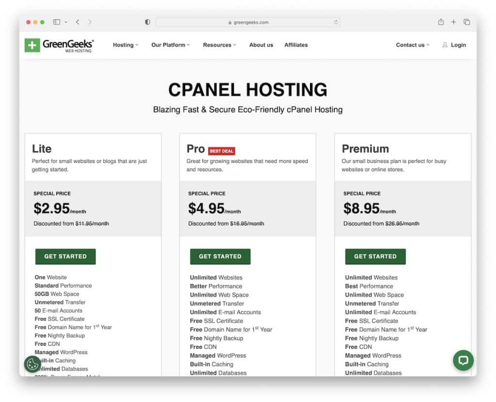 greengeeks cpanel 托管