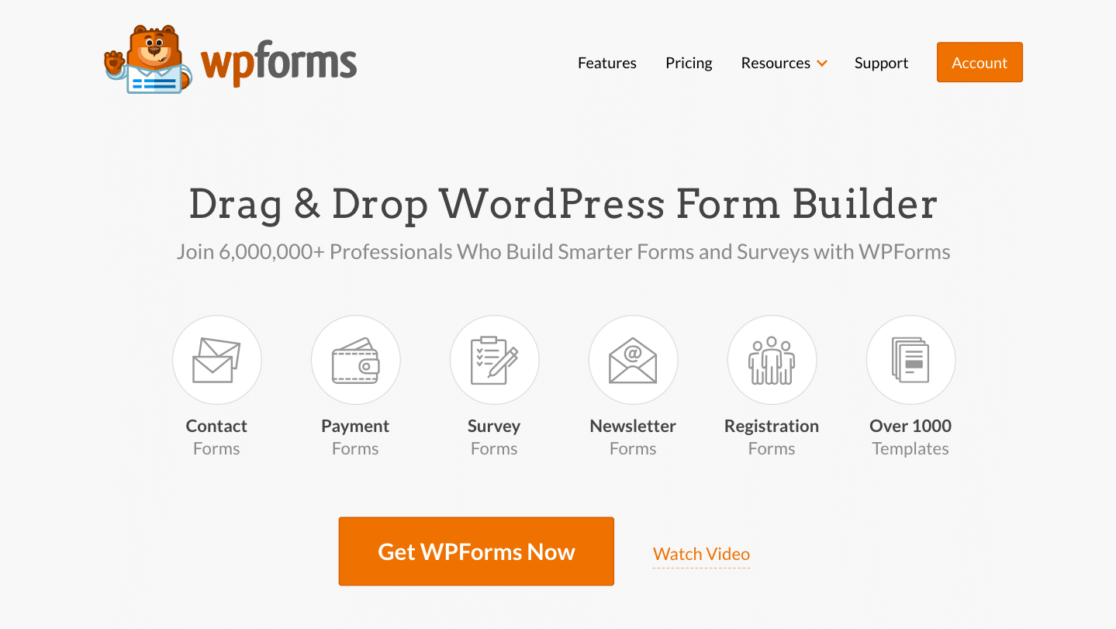 Navigating the WPForms homepage