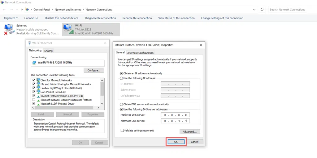err_name_not_resolved エラーを修正するにはどうすればよいですか? (10の方法) 9 Changing DNS settings in Windows